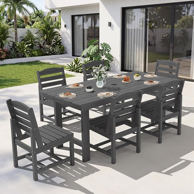 KINGYES Patio Armless Dinning Chairs Set of 2, HDPE All-Weather Outdoor Patio Chairs for Garden Backyard, Gray