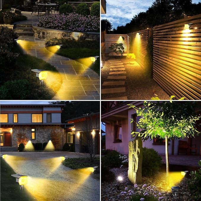 10 Pack Solar Lights Outdoor, Spotlights Outdoor Waterproof 3 Modes, 2-in-1 Auto On/Off Solar Spot Landscape Lighting Outside for Tree Plants Yard Garden Pathway, Warm White