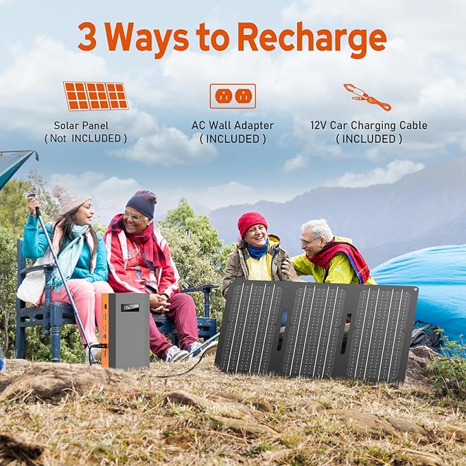 Solar Power Station with Foldable Solar Panel 40W, Portable 110V Outlet Power Bank 100W Solar Generator with Panels Included, Portable Battery Pack for Camping Laptop Smart Devices RV Outdoor Backup