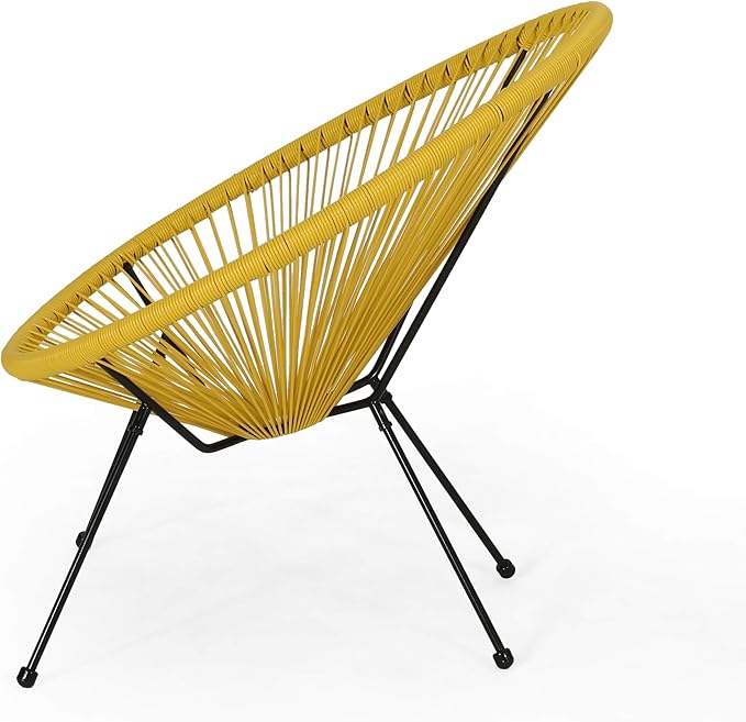 Christopher Knight Home Outdoor Hammock Weave Chair with Steel Frame (Set of 4) - Yellow and Black Finish