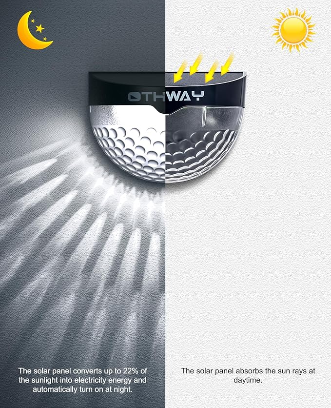 OTHWAY Solar Fence Post Lights Wall Mount Decorative Deck Lighting (Black, 4 Packs)