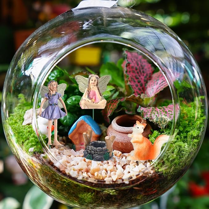 Roowest 19 Pcs Fairy Garden Kit, Miniature Fairy Garden Accessories Outdoor | Small Figurines with Animals Mushroom Pond Bridge, Resin Ornaments, DIY Micro Landscape Decor