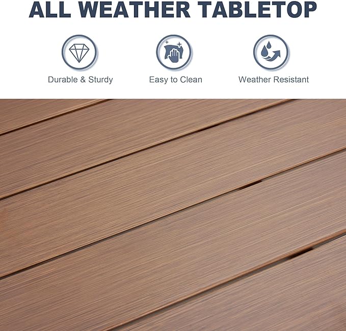 VICLLAX 7 Pieces Outdoor Dining Set, Patio Furniture Set Includes 63" Rectangular Metal Table W/ 1.9" Umbrella Hole and 6 Padded Textilene Swivel Chairs for Porch, Lawn, Garden, Backyard