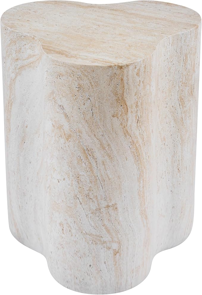 Christopher Knight Home Yayce 18.11" H Indoor Outdoor Accent Side Table, Patio Decorative End Table, Cloud-Shaped Lightweight Concrete Garden Stool for Patio Balcony & Garden Decor, Light Beige