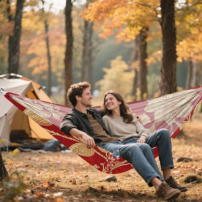 Golden Retro Vintage Butterfly Red 330lb Capacity Hammocks with Tree Straps Indoor Hammock for Outside Patio Garden hamaca con soporte para adultos
