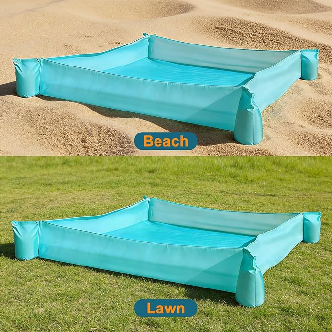 LOTTAFUN Beach Umbrella for Kids with Walled Blanket, Sandbox for Toddlers Lightweight Mat for Outdoors, Water Resistant, Portable and Lightweight for Sand and Grass
