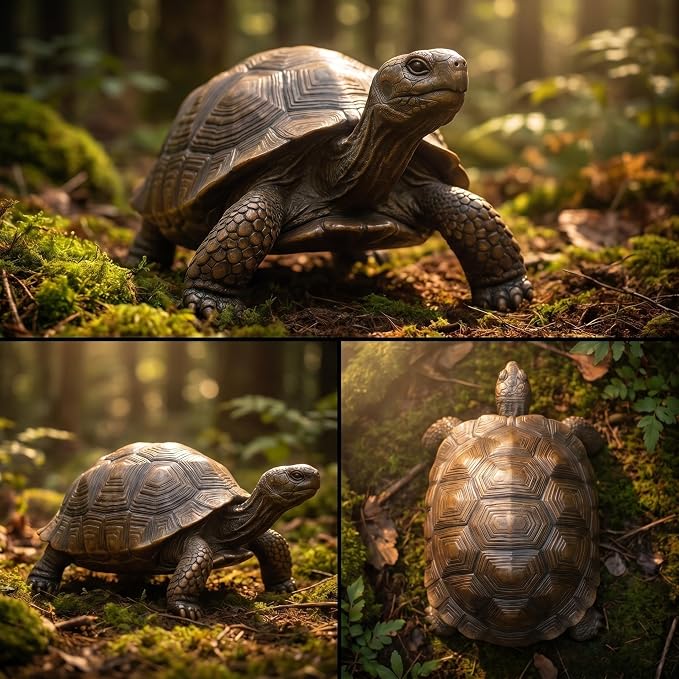 30.5" Large Resin Tortoise Garden Statue, Brown Turtle Sculpture | Crafted from heavy-duty brown resin with lifelike shell details. Endures outdoor elements
