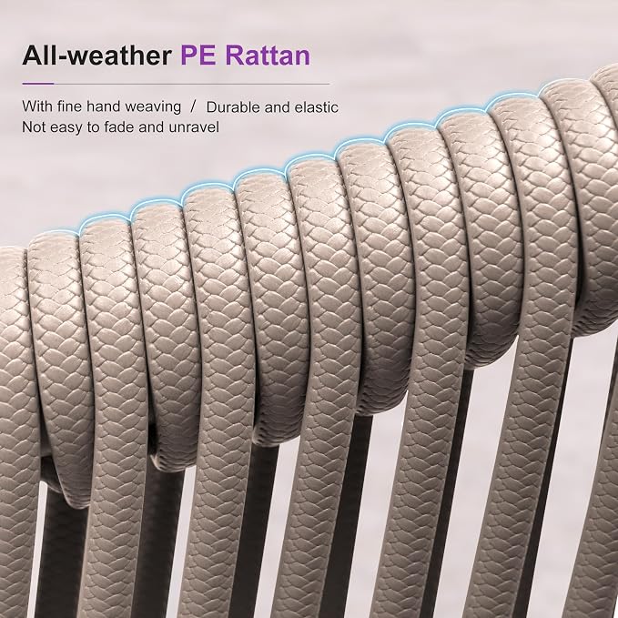 PURPLE LEAF 7 Pieces Outdoor Dining Set Patio Table and Chairs Set Aluminum Wicker Rattan Patio Furniture Set for Lawn Garden Porch Champagne