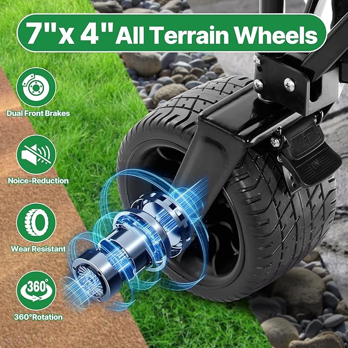 BEAU JARDIN Folding Push & Pull Beach Wagon 500 lbs Collapsible Foldable Wagons with Push Handle All Terrain Wheels Grocery Utility Camping Skiing Ice Fishing Sports Garden Wagon Cart Blue