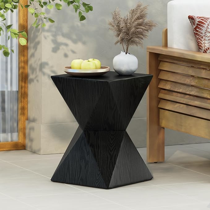 Concrete Side Table, Black, Prismatic Shape