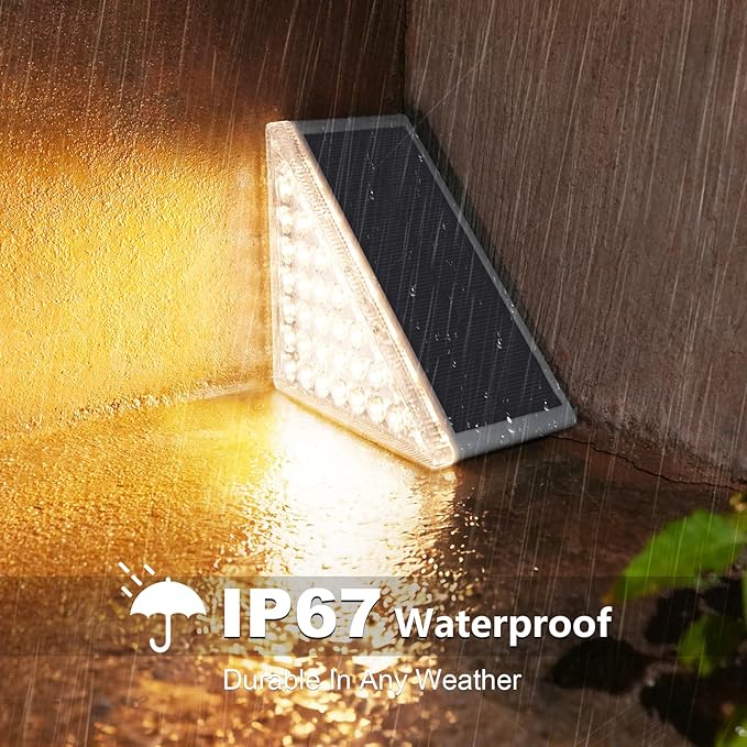 VOLISUN Solar Step Lights for Outside 6 Pack, Solar Stair Lights Outdoor Waterproof IP67,28 LED,240 LM,1200 mAH Outdoor Step Light,Outdoor Decor for Garden Stair, Deck, Front Step, Porch,and Patio