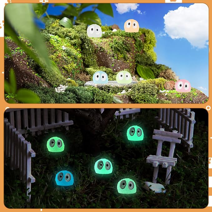 CCINEE 100pcs Luminous Ghost Tree Elves Fairy Resin Briquettes Miniature Garden Accessories Glow in The Dark for Fairy Garden Cake Decoration Easter Egg Fillers Party Supplies （Multicolor）