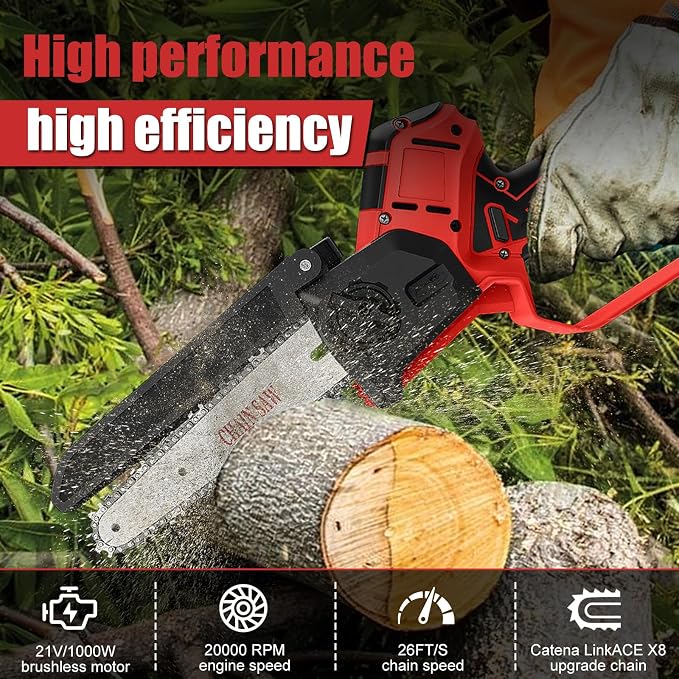 2-in-1 Cordless 6 Inch Pole Saw, Brushless Pole Chainsaws Compatible with Milwaukee M18 Battery (No Battery), with 8.5 FT MAX Extension Pole for Tree Branches Pruning, Wood Cutting