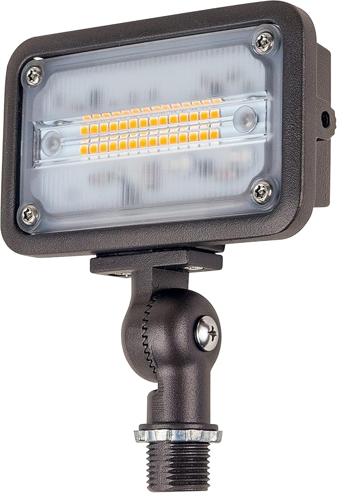 Newhouse Lighting WW15BRZ 16-Watt Outdoor Die-Cast Aluminum LED Wall Wash Flood, Weatherproof Landscape Lighting 1500 Lumens, 3000K Warm White, 120V, 1/2" Knuckle Mount, Bronze