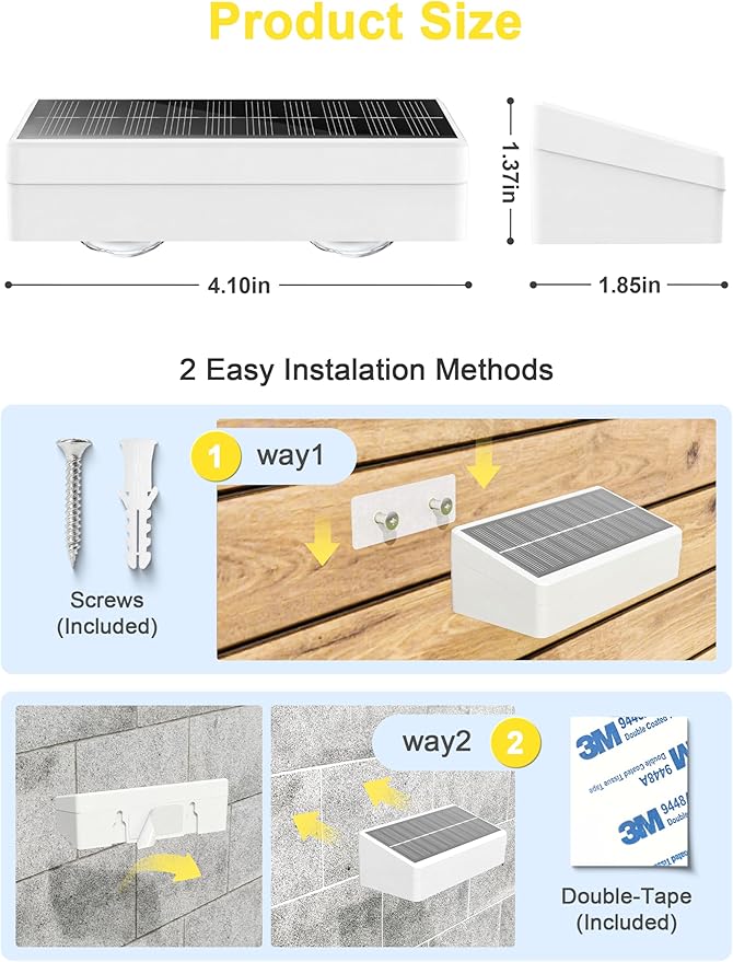 JOFIOS Solar Fence Lights Outdoor with Remote, 8 Pack, 9 Fixed Colors ＆ Color Changing Solar Lights Outdoor Waterproof IP65 Dusk-to-Dawn Vinyl Fence Lights for Patio, Railing, Pool, Porch, Backyard