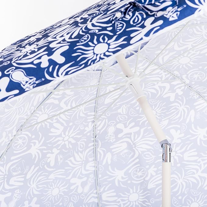 Business & Pleasure Co. Margaritaville Manana Umbrella - 6.5' Beach Umbrella Sand Anchor, 7' Tall Telescopic Aluminum Pole, UPF 50+