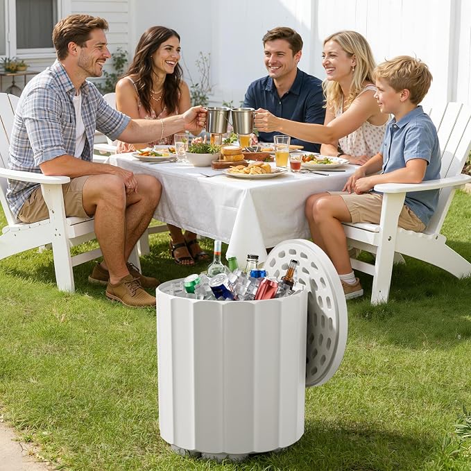 FONTOI Outdoor Cooler Side Table 2 Pack, 2 in 1 Ice Chest Side Table,as Cooler Side Table,Cooler Table for Patio, Parties Picnics, Beach