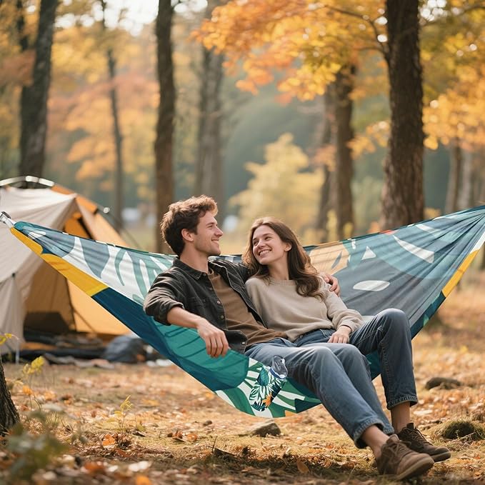 Tropical Style Green Leaves Flower 330lb Capacity Camping Hammock with Hanging Rope Portable Hammock for Indoor Outdoor Patio macas mexicanas de Patio para Adulto