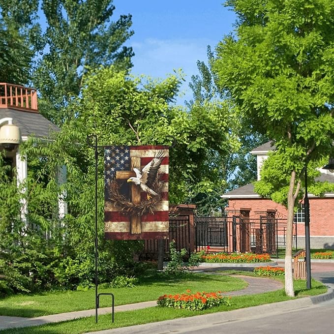 Wreath Garden Flag 12x18 Inch Double Sided All-Weather Polyester Outdoor Flag For Patio Lawn Yard And Garden Welcome Decor