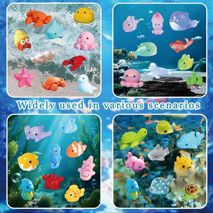 45 Pcs Mixed Mini Resin Sea Animals, Marine Figurines with No Duplicates | Waterproof, Fade-resistant,Premium Resin Marine Figurines, Craft Supplies for Fish Tank, Fairy Garden Decor