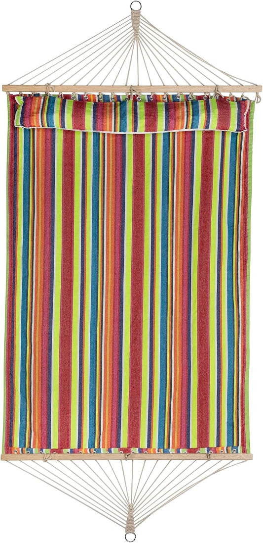 Striped Quilted Two Person Double Hammock with Pillow - 9' x 55" - Multicolor