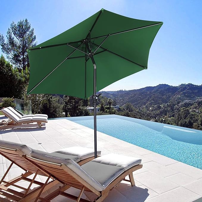 7.5FT Patio Umbrella, Outdoor Table Umbrella, Market Umbrella with Push Button Tilt and Crank for Garden, Lawn, Deck, Backyard & Pool