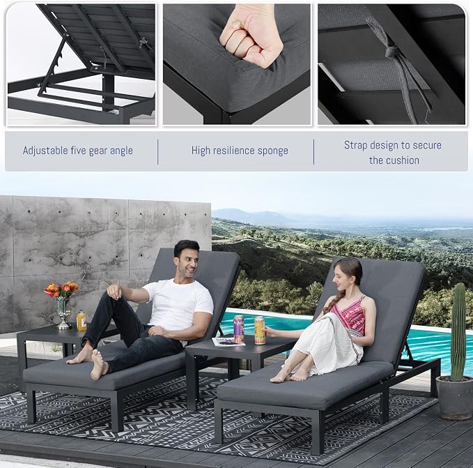 BULEXYARD 11 Piece Luxury Aluminum Outdoor Sectional Sofa with Chaise Lounge & Firepit, Large Modular Patio Furniture Set, 29" Deep Wide Seated, 500 lbs Heavy Duty Conversation Set for Deck, Dark Gray