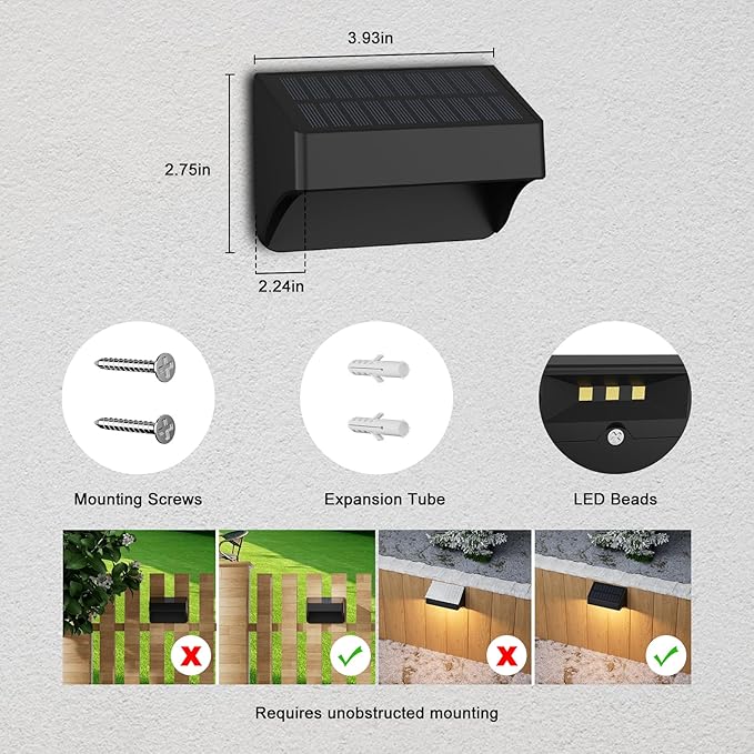 ZCXLIGHT Solar Fence Lights,Fence Solar Lights Outdoor Waterproof Led IP65 with10 Fixed Colors ＆ RGB Color Changing for Wall Backyard Step Railing Patio Pool Porchaily&Holiday Decorations (12)