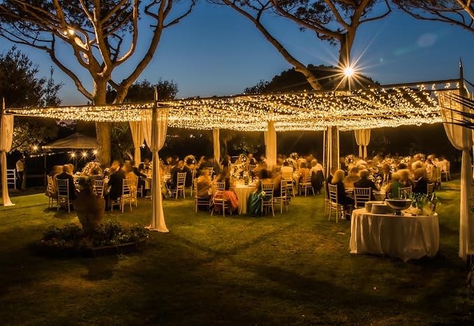 Solhice LED Curtain Lights Outdoor 40ft x10ft, 800 LED Plug in Hanging String Lights Indoor, Twinkle Lights Backdrop for Outside Backyard Patio Wedding Décor, Warm White (Not Connectable)