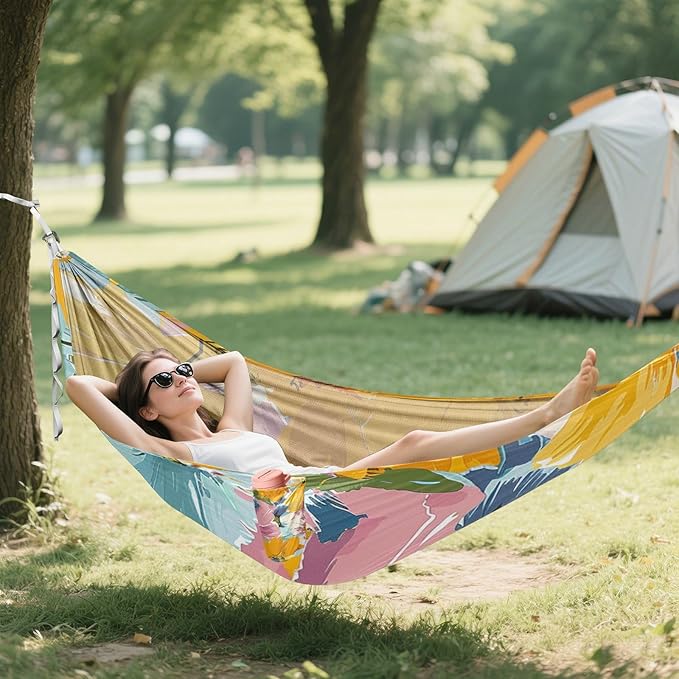 Summer Flowers 330lb Capacity Hammocks with Tree Straps Fabric Hammock for Outside Patio Backyard Poolside Bases para hamacas para adultos