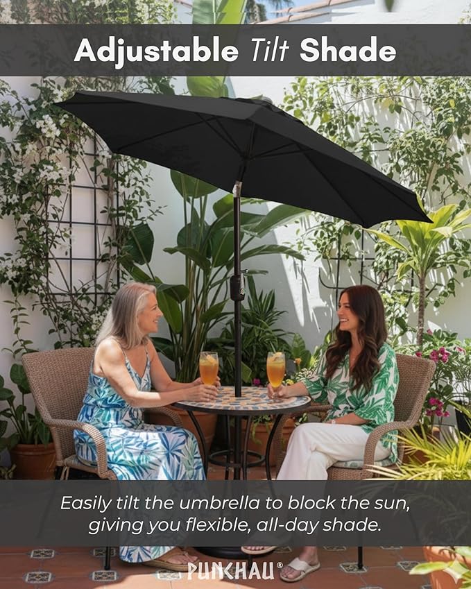 6 Ft Outdoor Patio Umbrella, Easy Open/Close Crank and Push Button Tilt Adjustment - Black Market Umbrellas