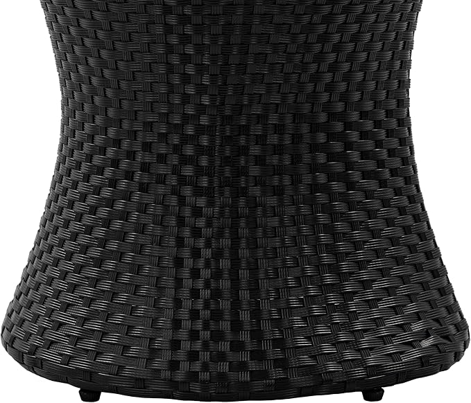 Outdoor Wicker Side Table, Lightweight & Water-Resistant All-Weather, Small Rattan End Table Hourglass Shape Wicker Patio Table, for Patio Porch Living Room, Black