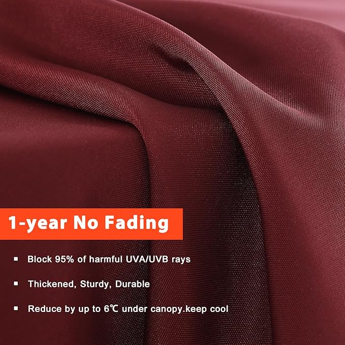MASTERCANOPY Patio Umbrella 9 ft Replacement Canopy for 8 Ribs-Burgundy Canopy Only