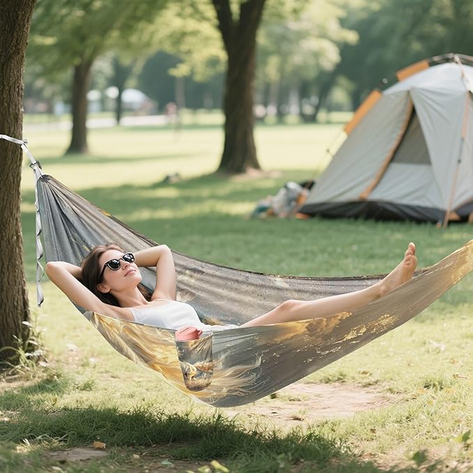 FRMG Horse Camping Hammock 500 lbs Capacity Portable Hammocks with Tree Straps & Attached Carry Bag, Camping Essentials Gear A0900266a