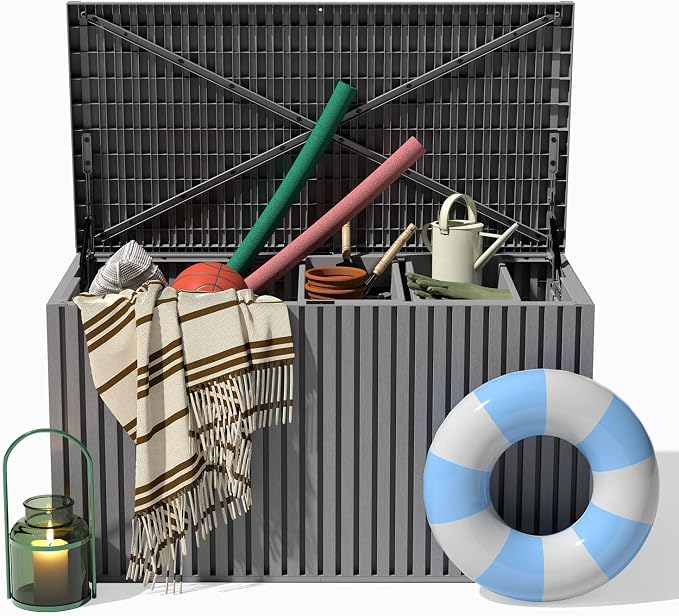 Veradek Everything Deck Box 120 Gallon | Lockable Storage Box and Organization for Patio Furniture, Outdoor Cushions, Throw Pillows, and Garden Tools