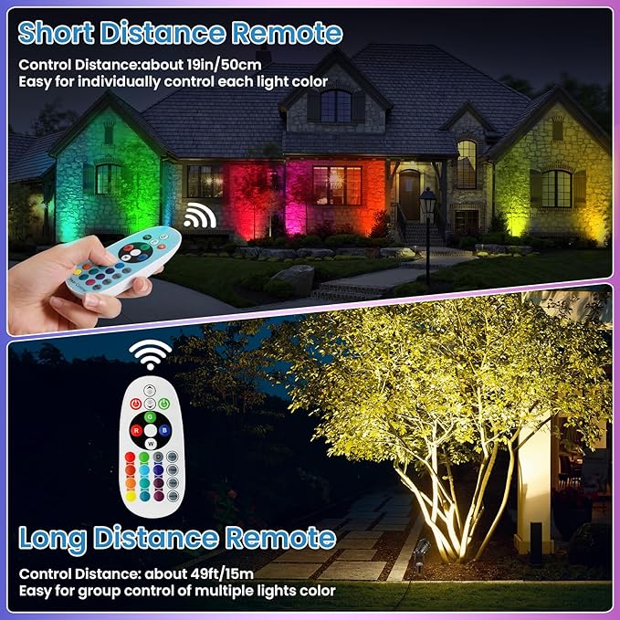 Junview Low Voltage Landscape Lights Christmas 10W RGBW Warm White LED Well Landscape Lighting Waterproof Outdoor 12V-24V Pathway Deck Ground Garden RGB Christmas Well Lights (12)