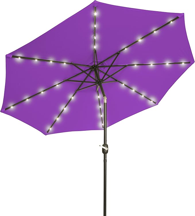 Trademark Innovations Deluxe Solar Powered LED Lighted Patio Umbrella - 9'