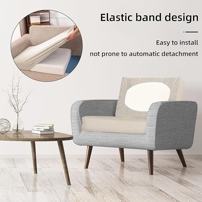 BIETYONE 8Pcs Stretch Patio Cushion Covers,Outdoor Couch Covers Replacement,Outdoor Couch & Sofa Slipcovers,for Patio Furniture Cushion Covers,Washable Reusable urniture Protector(Beige,8PCS)