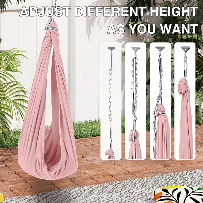 Sensory Swing, Indoor Outdoor Cuddle Hammock for Kids and Adults, with Heavy Duty Hardware, 360° Swivel, Calming Swing for Autism, ADHD and Sensory Integration
