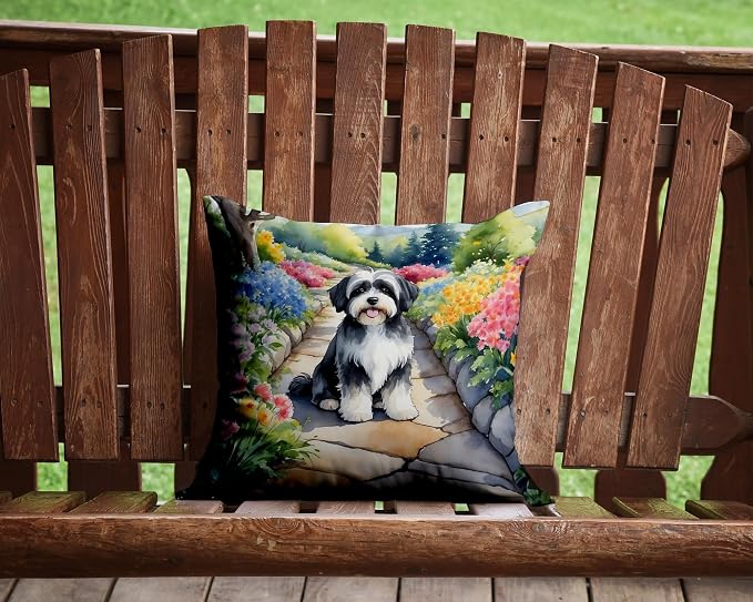 Caroline's Treasures Havanese Spring Path Throw Pillow Machine Washable, Indoor Outdoor Decorative Pillow for Couch, Bed or Patio, 14Hx14W