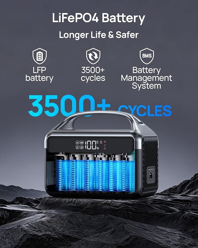 DaranEner Portable Power Station, 300W (Surge 600W) 192Wh Power Bank with 110V AC Outlet, LiFePO4 Battery for Home Emergency, Camping, Travel,& Outdoor Electronics(Option Solar Generator)