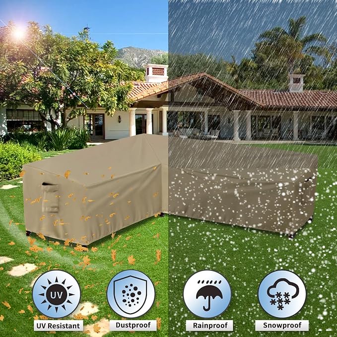 PureFit Outdoor Sectional Sofa Cover Waterproof L Shaped Patio Furniture Covers for Deck, Lawn and Backyard, 83”x104” Left Facing, Camel