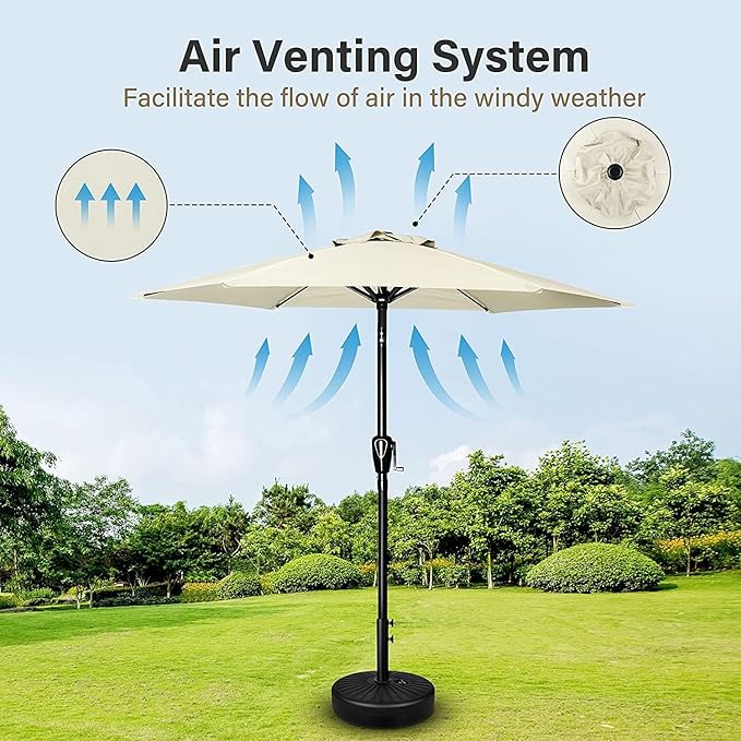 Simple Deluxe 2 Pack 9FT Outdoor Patio Umbrella Table Market Umbrella with Push Button Tilt and Crank, 8 Sturdy Ribs, UV Protection Waterproof for Garden, Lawn, Deck, Backyard, Pool, Creamy White