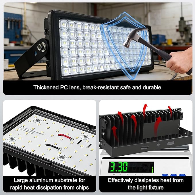 LED Stadium Lights 140000LM, AC 85-305V LED Flood Light Outdoor 2Pack (500W Each), 5000K Daylight, Adjustable Arena Light IP67 Waterproof, Field Lights for Court (5-Year Protection)