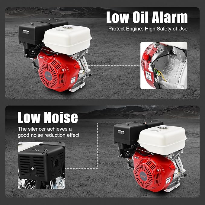 420CC 15Hp Gasoline Engine, 9700W Mini Bike Engine Pull Start Air Cooling Go Kart Motor 4-Stroke Small Gas Engine 3000-3600Rpm for Water Pumps, Vibrators, Generators with 1.72 Gallons Fuel Tank