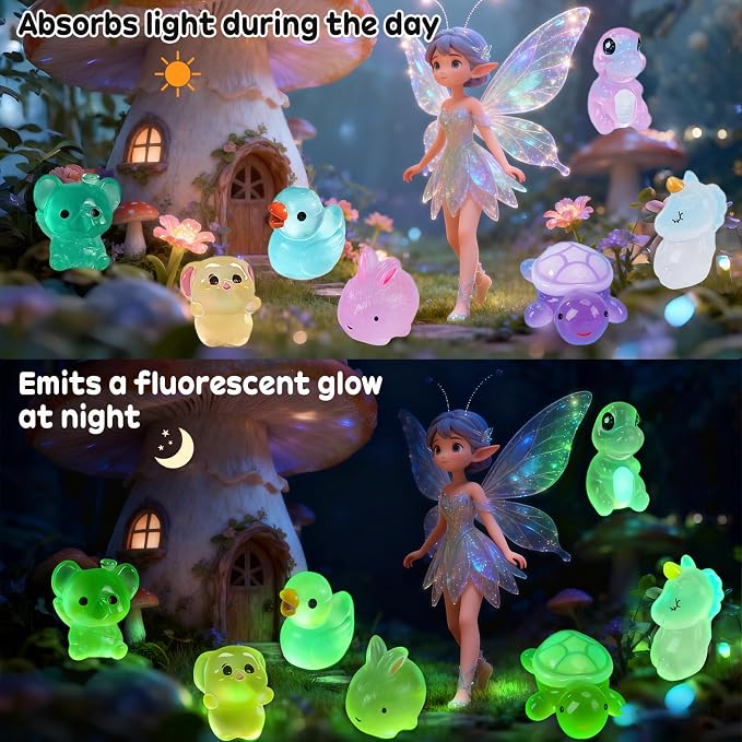 Mini Glow In The Dark Animal Resin Models, Resin Animals Mystery Bags, Individually Wrapped Blind Bags Tiny Animal Figurines, Collectible Mini Animals For Fairy Garden, DIY Crafts (200, animals)