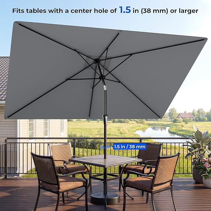 HOMSHADE 6.6 x 10 ft Rectangular Patio Umbrella Rectangle Umbrella Outdoor Patio, Large Outdoor Umbrellas for Patio Table with Tilting and Sun UV Protection for Pool, Deck, Market, Backyard