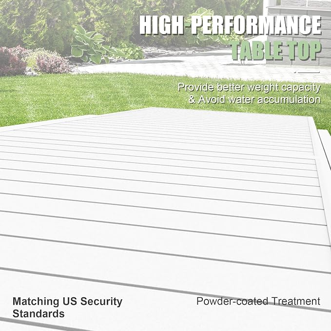 Domi Aluminum Patio Extendable Dining Table 35"- 71", Adjustable Indoor Outdoor Patio Dining Table with E-Coating for 4-6 Person Garden Lawn Porch Bistro Furniture, Elegant Ivory White