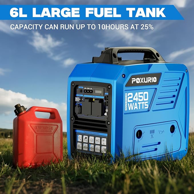 2450-Watt Portable Inverter Generator for Home Use, Super Quiet Small 120V Gas Generator for Camping, 1.6 Gallon Gas Tank for 8.3 Hours Use, EPA Compliant
