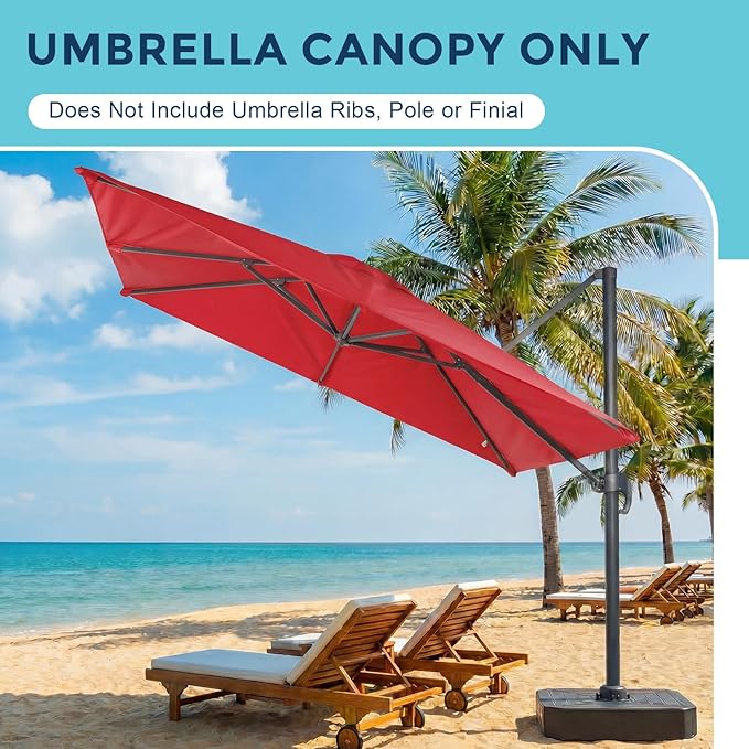 COWVIE Umbrella Canopy Replacement for 8 Ribs Patio Umbrella, Outdoor Table Parasol Replacement for Yard, Canopy Only